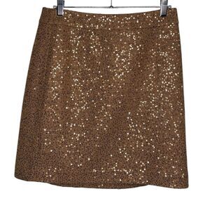 Ann Taylor LOFT Light Brown Sequin Mini Pencil Skirt with Zipper